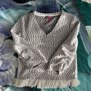 Vince Camuto Textured Sweater with Fringe